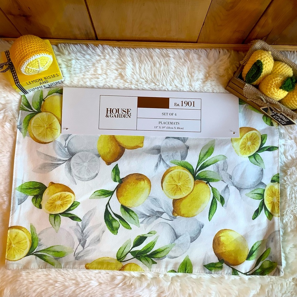 House & Garden Set of 4 Lemon Print Placemats